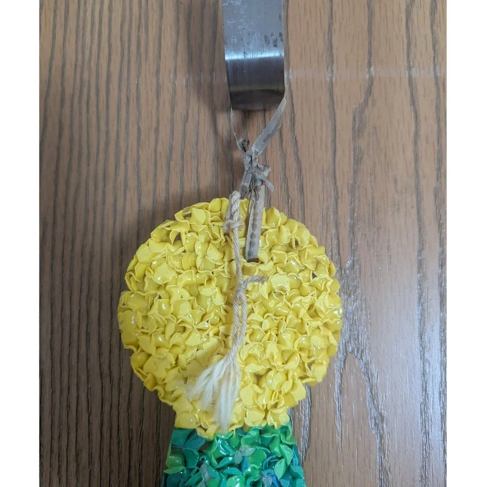 Vintage Melted Popcorn Plastic Christmas Tree Candy Cane Retro Wall Decor